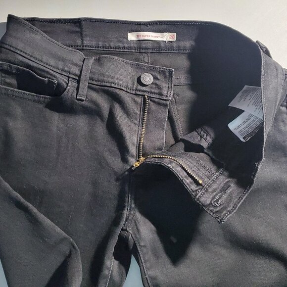 Levis 710 Super Skinny Black Jeans -raw hem - sz 28w - Picture 7 of 16